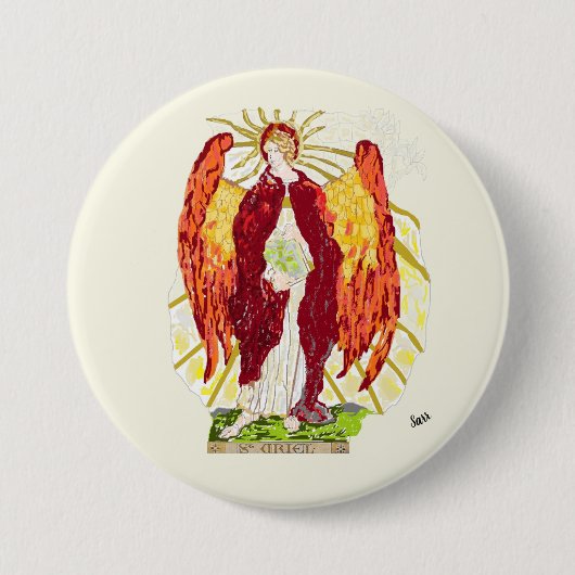 Religieuze Button: Aartsengel Uriel Ronde Button 7,6 Cm (Voorkant)