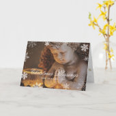 Religieuze Christelijke Angel Snowflake kerst Kaart (Gele Bloem)