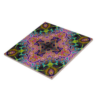 Religieuze Cross-fractal kleurrijke kaleida kunst Tegeltje