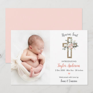 Religieuze Cross Geboorte Aankondiging Fotokaart R