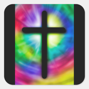 Religieuze Cross Tie Dye Achtergrond Stickers
