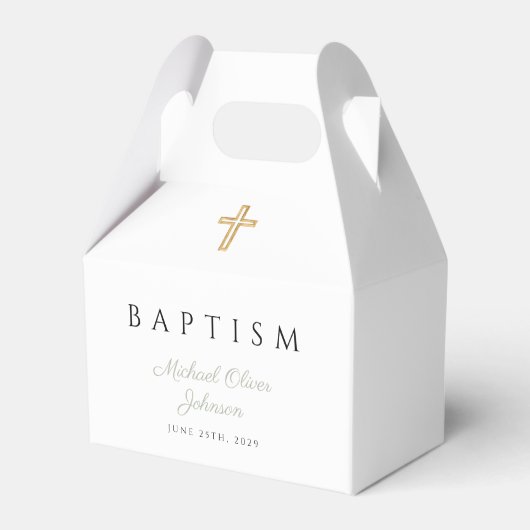 Religieuze crosspagina Groene Script Baptisme Bedankdoosjes (Voorkant Zijde)