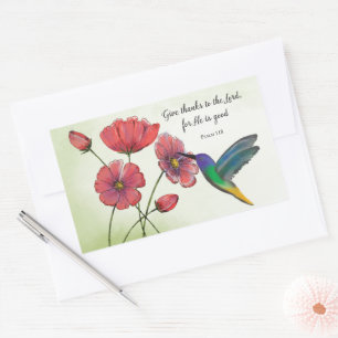 Religieuze denking van jullie bloemen met Hummingb Rechthoekige Sticker