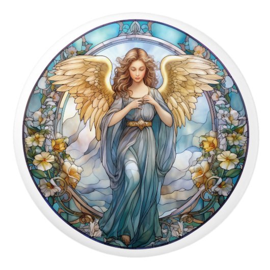 Religieuze elegante faux gebrandschilderd glas Eng Keramische Knop (Voorkant)