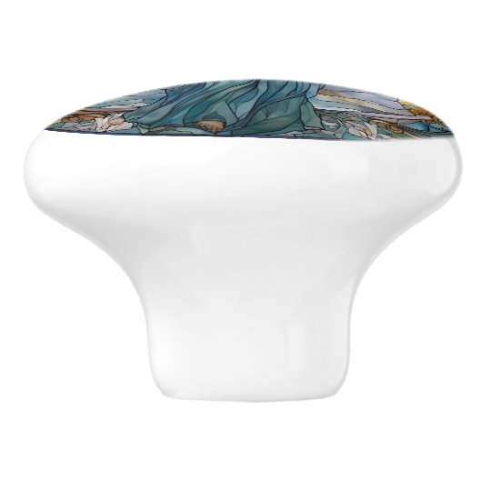 Religieuze elegante faux gebrandschilderd glas Eng Keramische Knop (Zijkant)