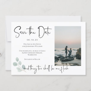 Religieuze Eucalyptus Bewaar de datum Fotokaart Save The Date