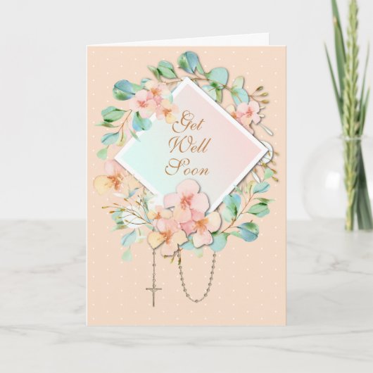 Religieuze Eucalyptus Rosary Maagd Mary Scripting Kaart (Voorkant)