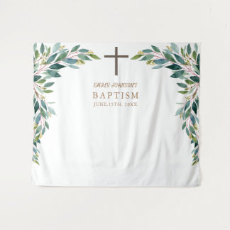 Religieuze evenementen, groene doopposter tapestry wandkleed