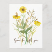 Religieuze genade zij met u gele bloemen briefkaart (Voorkant)