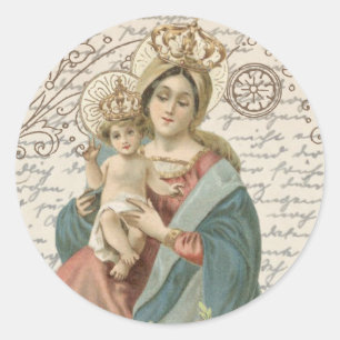 Religieuze, gevlekte Maagd Mary Jesus Ronde Sticker