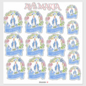 Religieuze Gezegende Maagd Maria Bloemenkrans Viny Sticker (Vel)