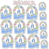 Religieuze Gezegende Maagd Maria Bloemenkrans Viny Sticker (Voorkant)