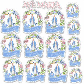 Religieuze Gezegende Maagd Maria Bloemenkrans Viny Sticker