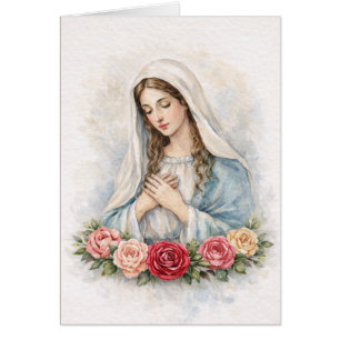 Religieuze Gezegende Maria Bloemrijke Rozen Schrif