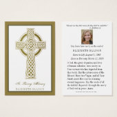 Religieuze Gold Celtic Cross Funeral Prayer Kaart (Voorkant /achterkant)
