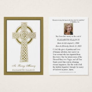 Religieuze Gold Celtic Cross Funeral Prayer Kaart