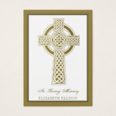 Religieuze Gold Celtic Cross Funeral Prayer Kaart (Voorkant)