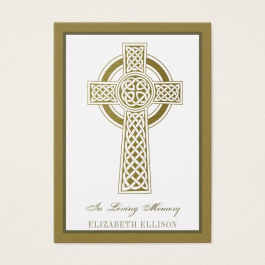 Religieuze Gold Celtic Cross Funeral Prayer Kaart (Voorkant)