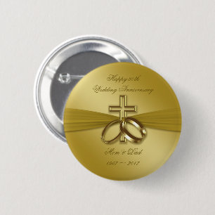 Religieuze Golden 50th Wedding Jubileum Button