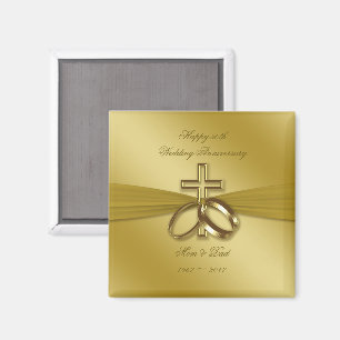 Religieuze Golden 50th Wedding Jubileum Magnet Magneet