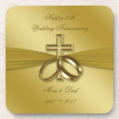 Religieuze Golden 50th Wedding Jubileum Onderzette Drankjes Onderzetter (Voorkant)