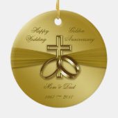 Religieuze Golden 50th Wedding Jubileum Ornament (Achterkant)