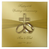 Religieuze Golden 50th Wedding Jubileum Tile Tegeltje (Voorkant)