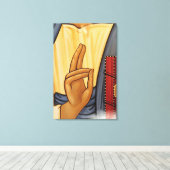Religieuze hand-signaalkunst canvas afdruk (Insitu (Houten vloer))