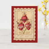 religieuze harten van Jezus Mary & Joseph Kaart (Gele Bloem)