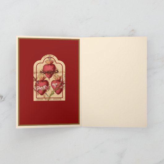 religieuze harten van Jezus Mary & Joseph Kaart (Binnen)