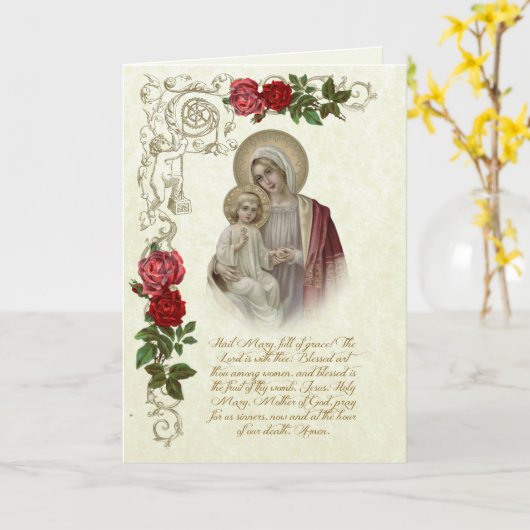 Religieuze Heilige Maagd Maria Jezus Gegroet zijt  Kaart (Gele Bloem)