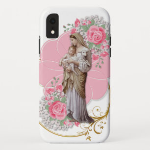 Religieuze Jezus Maagd Maria Roze Rozen iPhone XR Hoesje