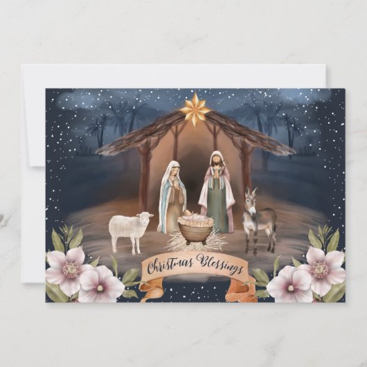 Religieuze Jezus Nativiteit Scene Kerstmis Kaarten (Voorkant)