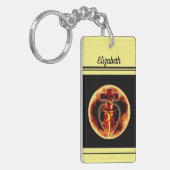 Religieuze Katholieke Bel een priester Crucifix Sleutelhanger (Voorkant Links)