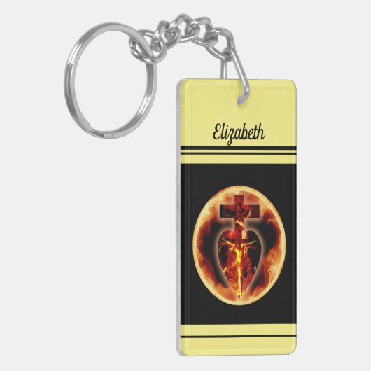 Religieuze Katholieke Bel een priester Crucifix Sleutelhanger (Voorkant Links)