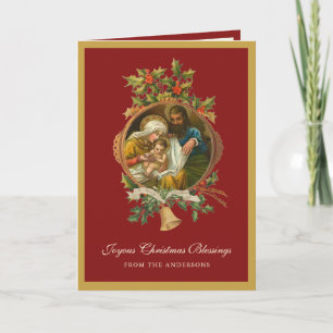 Religieuze kerst Jezus Maagd Mary Joseph Poem Feestdagen Kaart