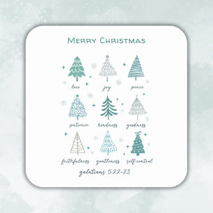 Religieuze kerstbomen Boho Minimale Schrift Vierkante Sticker