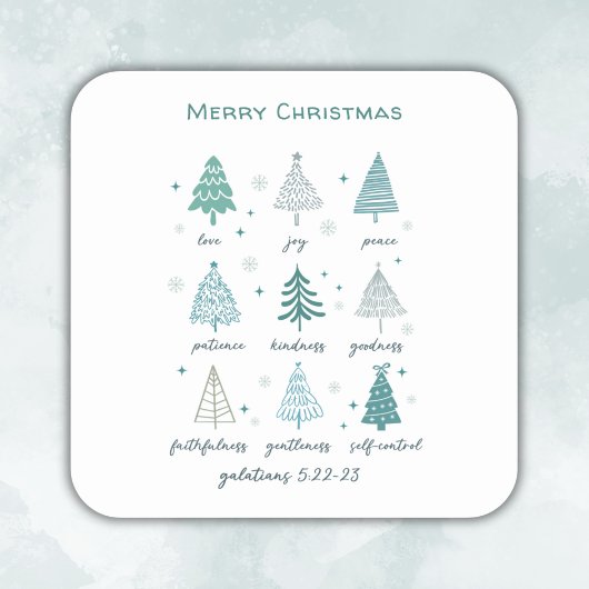 Religieuze kerstbomen Boho Minimale Schrift Vierkante Sticker