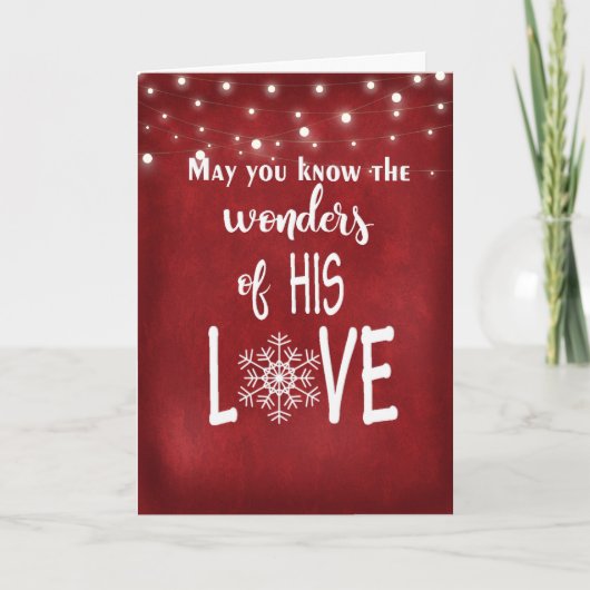 Religieuze kerstcitaat op rood feestdagen kaart (Voorkant)