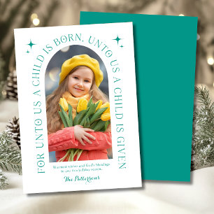 Religieuze kerstfamilie foto minimalistisch feestdagenkaart