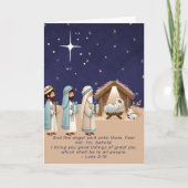 Religieuze kerstfeestscène en scripts feestdagen kaart (Voorkant)