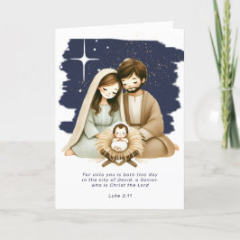 Religieuze kerstfeestscène en scripts feestdagen kaart