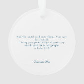 Religieuze kerstfeestscène en scripts ornament (achterkant)