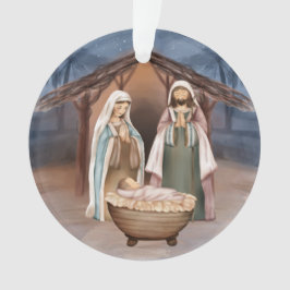 Religieuze kerstfeestscène en scripts ornament