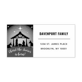 Religieuze kerstfeestscène — Terugkeeradres Zelfinktende Stempel