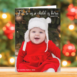 Religieuze kerstfoto Baby Foto van Newborn Folded Feestdagen Kaart