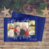 Religieuze kerstfotokaart, Navy Blue Gold Feestdagenkaart