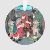 Religieuze kerstillustratie met een korte nativite ornament (voorkant)