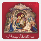 Religieuze kerstkaart Baby Jesus Envelope Vierkante Sticker (Voorkant)