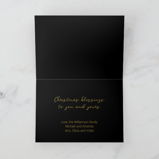 Religieuze kerstKaart Blue Blessing Elegant Feestdagen Kaart (Binnen)